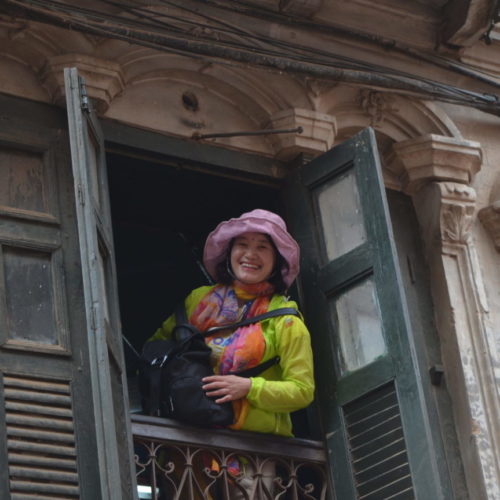 Chinese tourist from the window, Bhaktapur