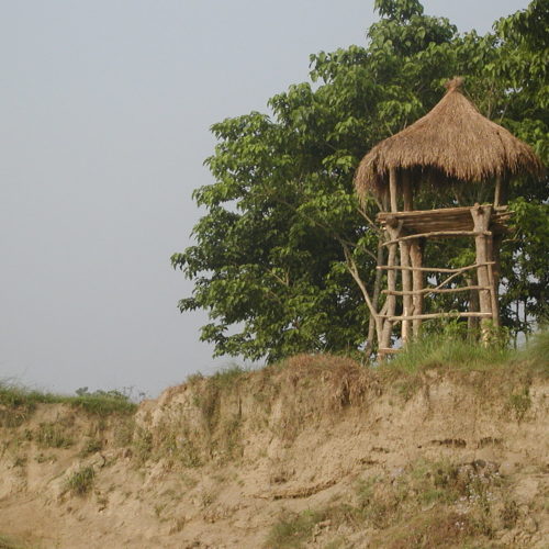 Hut to stay at night to protect crops from wild animals